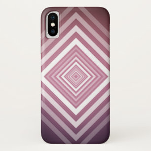 Funda Para iPhone X Cuadrados de gradación rosa y blanco modernos