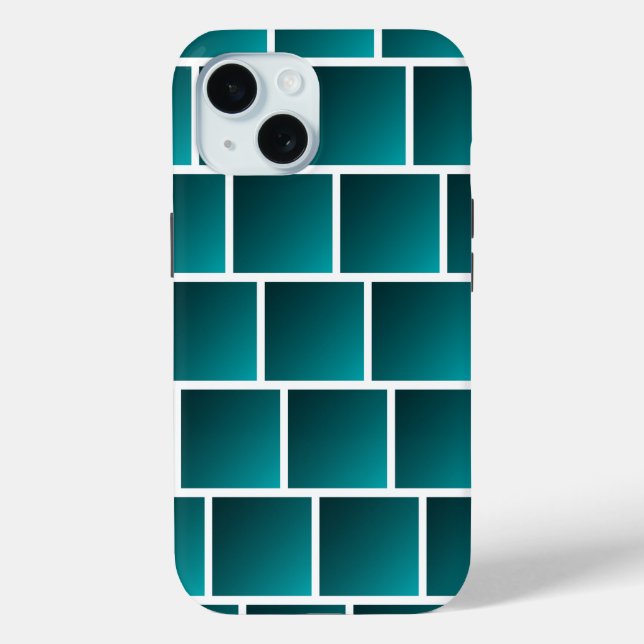 Funda De Case-Mate Para iPhone Cuadrados de gradiente teal (Reverso )
