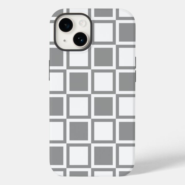 Funda De Case-Mate Para iPhone Cuadrados de mod negrita gris (Reverso )