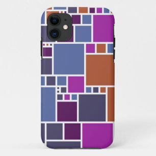 Funda Para iPhone 11 Cuadrados geométricos abstractos   Gris morado mar