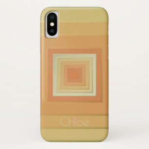 Funda Para iPhone X Cuadrados geométricos vintage (amarillo suave y na