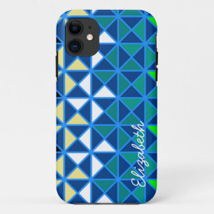 Funda Para iPhone 11 Cuadrados retro coloridos Patrón geométrico modern