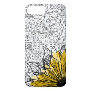 Funda Para iPhone 8 Plus/7 Plus Cuadrados tribales y flor amarilla