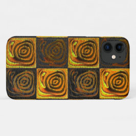 Funda Para iPhone 11 Cuadrados y círculos amarillentos en mosaico rústi