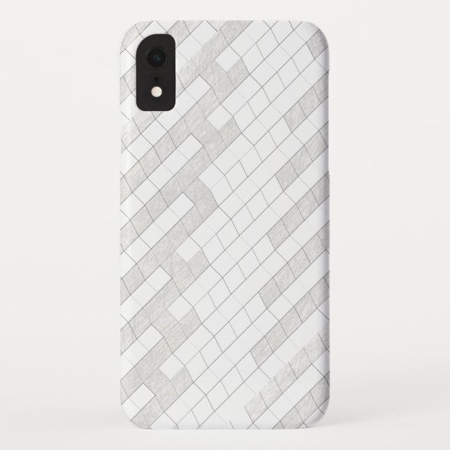 Funda De Case-Mate Para iPhone cuadrados zigzag en gris... (Reverso)