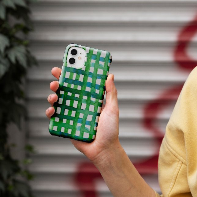 Funda De Case-Mate Para iPhone Cuadrícula de acuarela - verde (Subido por el creador)