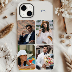 Funda Para iPhone 14 Plus De Case-Mate Cuadrícula de fotos 4 imágenes nombre o iniciales