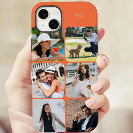 Funda Para iPhone 14 Plus De Case-Mate Cuadrícula de fotos 6 Nombre de imágenes o Naranja