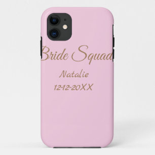 Funda Para iPhone 11 Cuadrilla de dama de honor dorada rosa agregar nom