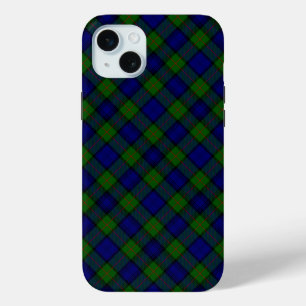 Funda Para iPhone 15 Mini Cuadro azul verde tartán de Murray