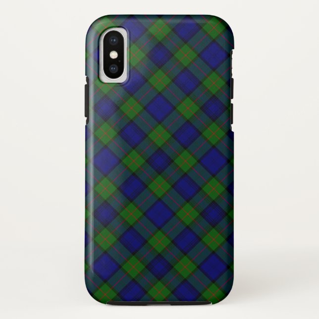 Funda De Case-Mate Para iPhone Cuadro azul verde tartán Murray (Reverso)
