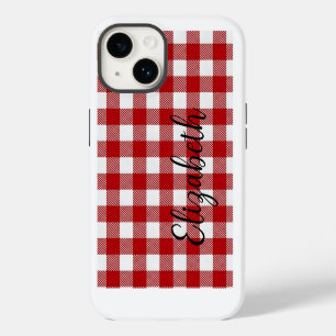 Funda Para iPhone 14 De Case-Mate Cuadro de Búfalo Negro Rojo Rústico - puede editar