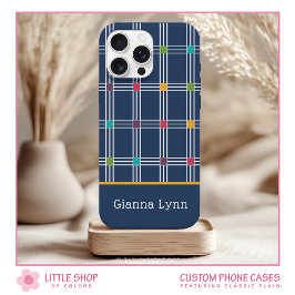 Funda Para iPhone 15 Cuadro de Navy con Monograma de Ventana