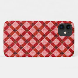 Funda Para iPhone 11 Cuadro de tartán de cruz rosa con relieve áspero c
