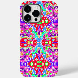 Funda Para iPhone 14 Pro Max De Case-Mate Cuadros coloridos sobre patrones dibujados a mano