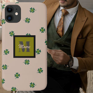 Funda Para iPhone 11 Cuadros de hojas diseminados por el marrón pastel