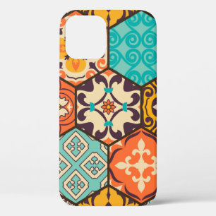 Funda Para iPhone 12 Cuadros de mosaico de mosaicos de colores sin foco