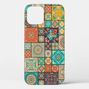 Funda Para iPhone 12 Cuadros de mosaico de mosaicos de colores sin foco