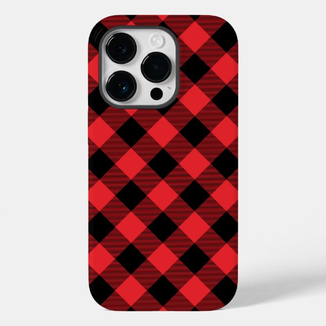 Funda De Case-Mate Para iPhone Cuadros rojos y negros de Búfalo (Reverso )