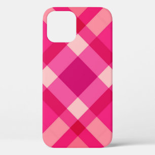 Funda Para iPhone 12 Cuadros sesgados de mediados de siglo, rosa fucsia