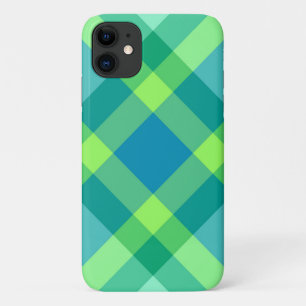 Funda Para iPhone 11 Cuadros sesgados de mediados de siglo, verde jade 