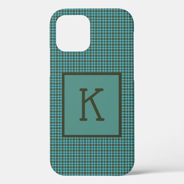Funda De Case-Mate Para iPhone Cuadros Verde Azul Marrón Negro Monograma (Reverso )