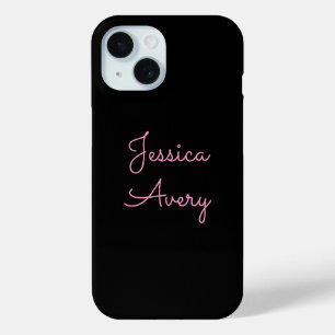 Funda Para iPhone 15 Cualquier nombre Cool Editable Script rosa en ne