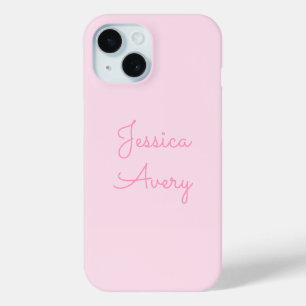 Funda Para iPhone 15 Cualquier Nombre Cursiva Rosa Lindo