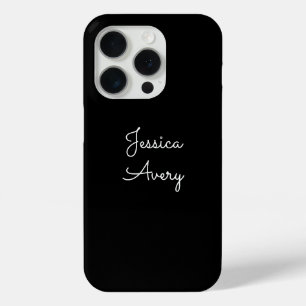 Funda Para iPhone 15 Pro Cualquier nombre Escritura blanca editable genia