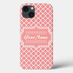 Funda Para iPhone 13 Cuarteto de coral y blanco personalizado
