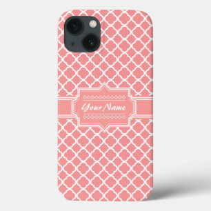 Funda Para iPhone 13 Cuarteto de coral y blanco personalizado