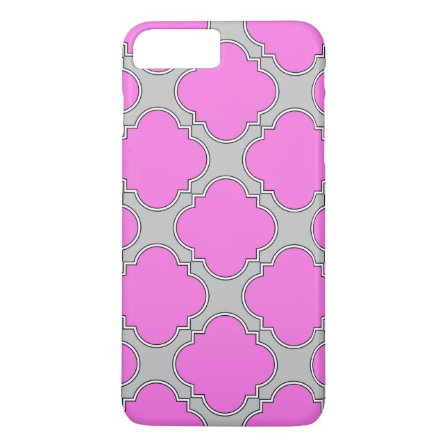 Funda De Case-Mate Para iPhone Cuatrefoil rosa y gris (Reverso)