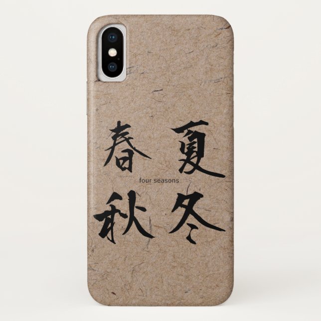 Funda De Case-Mate Para iPhone Cuatro estaciones en el kanji japonés sobre papel  (Reverso)