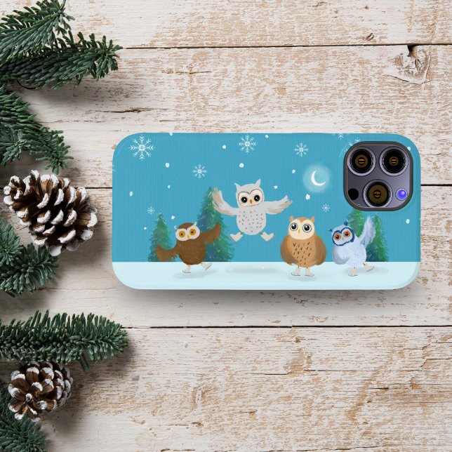 Funda De Case-Mate Para iPhone Cuatro Pequeños Búhos Patinando sobre Hielo (Subido por el creador)