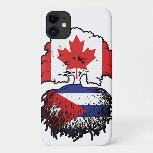 Funda De Case-Mate Para iPhone Cuba Bandera de raíces cubanas canadienses de árbo (Reverso)