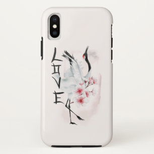 Funda Para iPhone X  Cubierta de amor Sakura Blossom japonés acuarela