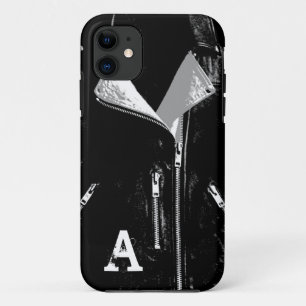 Funda Para iPhone 11 Cubierta de cuero Monograma blanco iPhone 5 funda