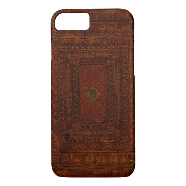 Funda De Case-Mate Para iPhone Cubierta del libro de cuero antiguo y bronce (Reverso)