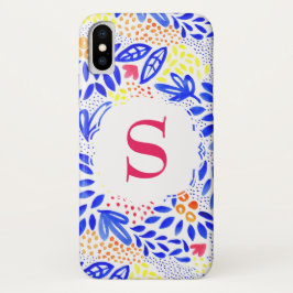 Funda Para iPhone X Cubierta floral azul colorida del teléfono de