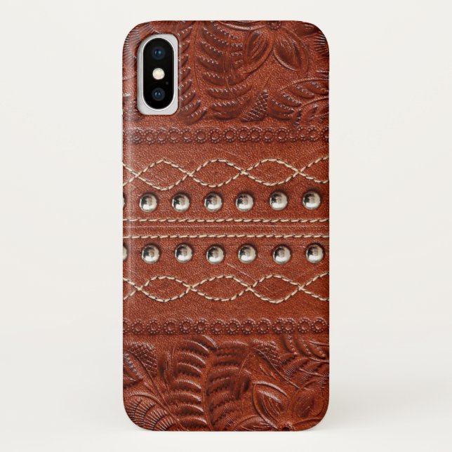 Funda De Case-Mate Para iPhone Cubierta iPhone de textura de cuero labrado (Reverso)
