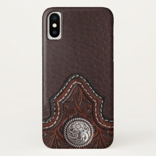 Funda Para iPhone X Cubierta iPhone de textura de cuero labrado