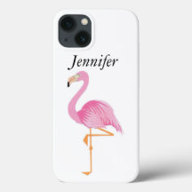 Cubierta monogramada rosa flamingo para iPhone