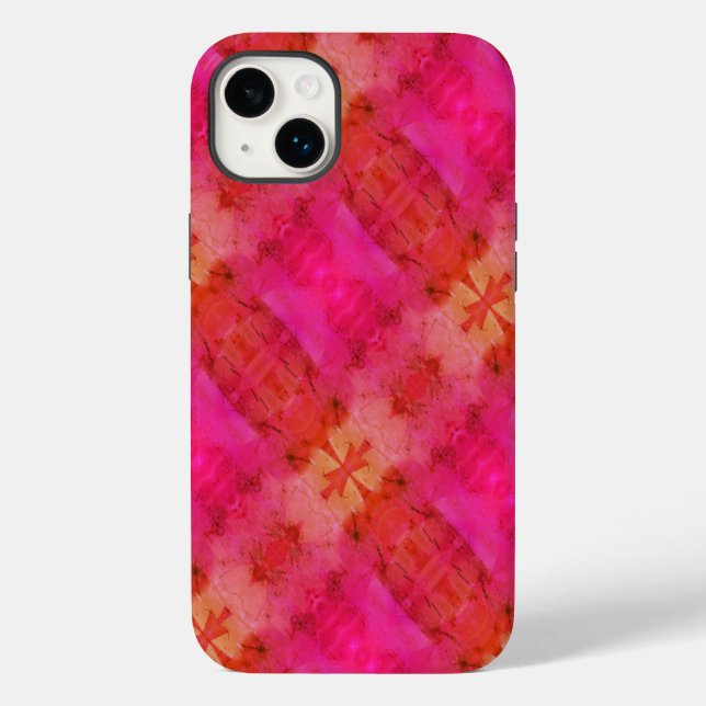 Funda De Case-Mate Para iPhone Cubierta roja y rosa abstracta (Reverso )