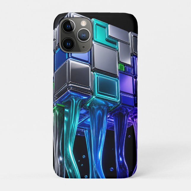 Funda De Case-Mate Para iPhone Cubo de rompecabezas de cromo futurista  (Reverso)