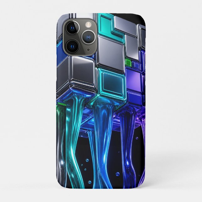Funda De Case-Mate Para iPhone Cubo de rompecabezas de cromo futurista  (Reverso)