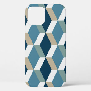 Funda Para iPhone 12 Cubos azules: Patrón geométrico sin soldadura