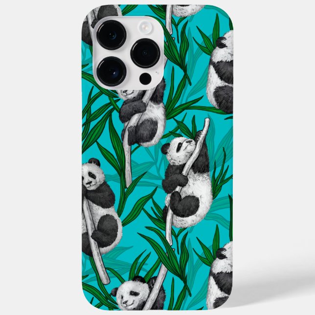 Funda De Case-Mate Para iPhone Cubos panda sobre turquesa (Reverso)