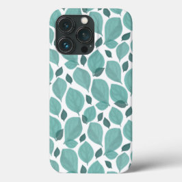 Funda Para iPhone 13 Pro Cuenca turquesa hojas patrón planta de hierba