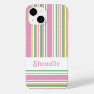 Funda Para iPhone 14 De Case-Mate cuentas de Stripey nombre rosa caso de iphone
