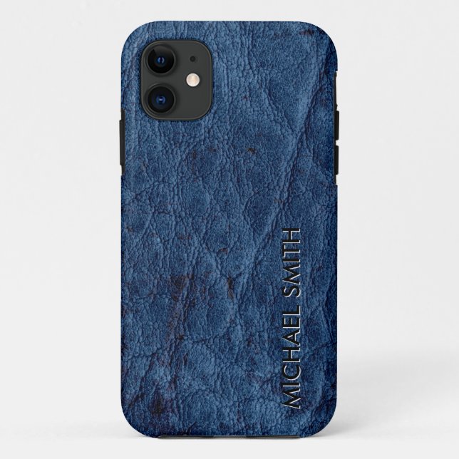 Funda De Case-Mate Para iPhone Cuero azul (Reverso)